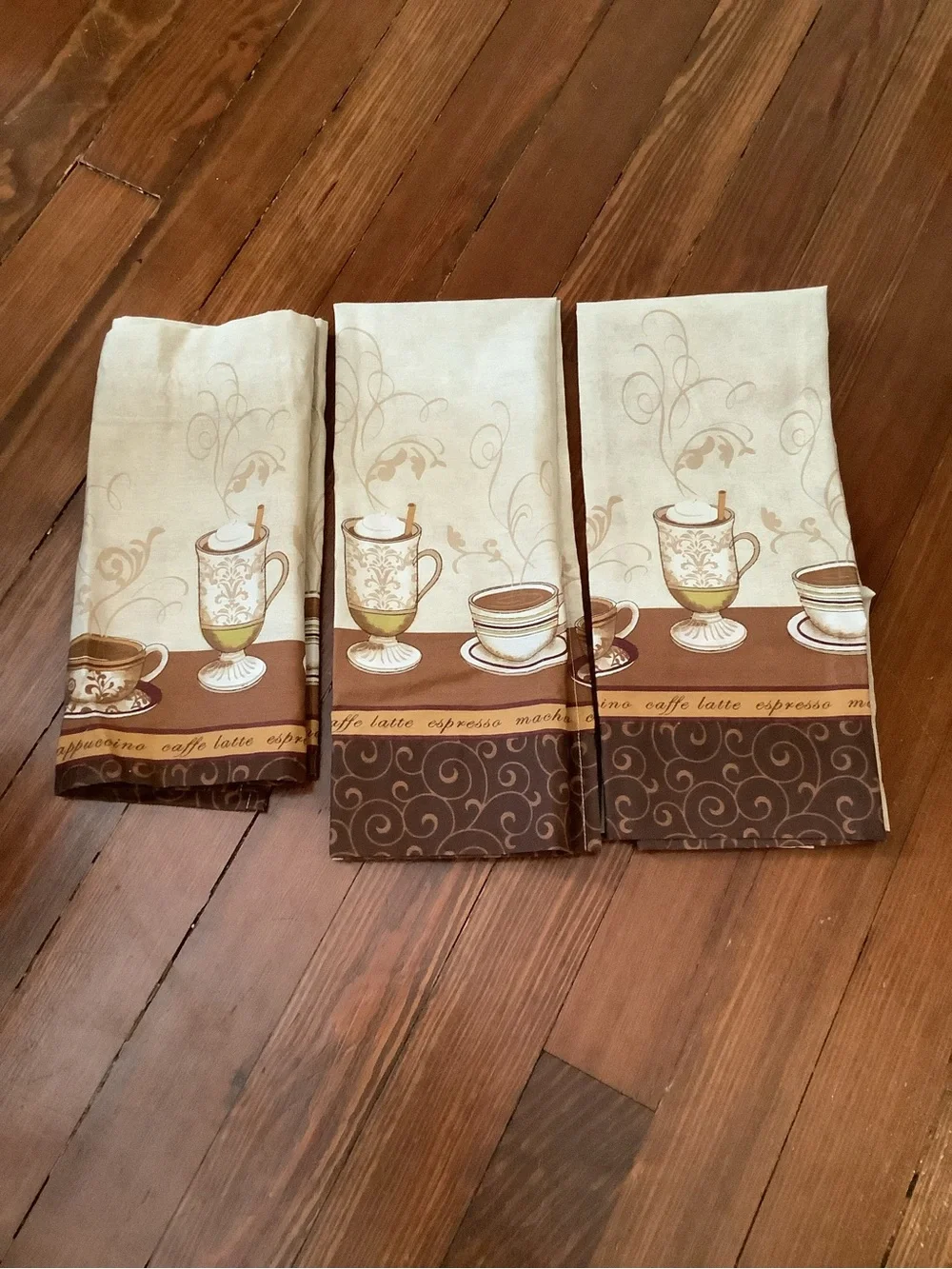 Cafe Au Lait Window Kitchen Curtain Tier (2) and Valance (1) Set, 3-Piece Bistro